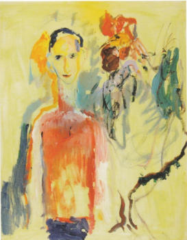 «Il ragazzo e il gallo», 1984, acrilico su tela, 73x92 